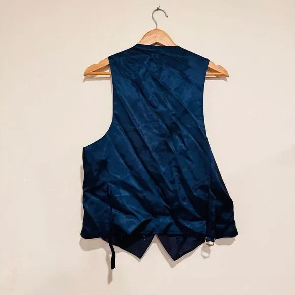 NWT Michael Kors Vest Wool Mens Blue Pinstripe Size 38r - Picture 4 of 4